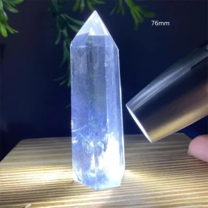 Crystal Naturall Clear Quartz Blue Feather Angel